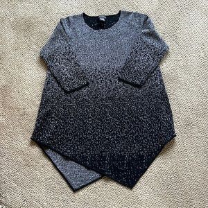 Dressy Chelsea &Theodore sparkly asymmetric sweater, size 1X